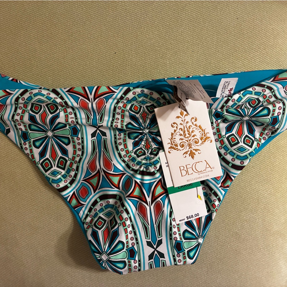 Becca Bikini Bottom only. L Reversible Modified Thong Beach Cruise Stretchy